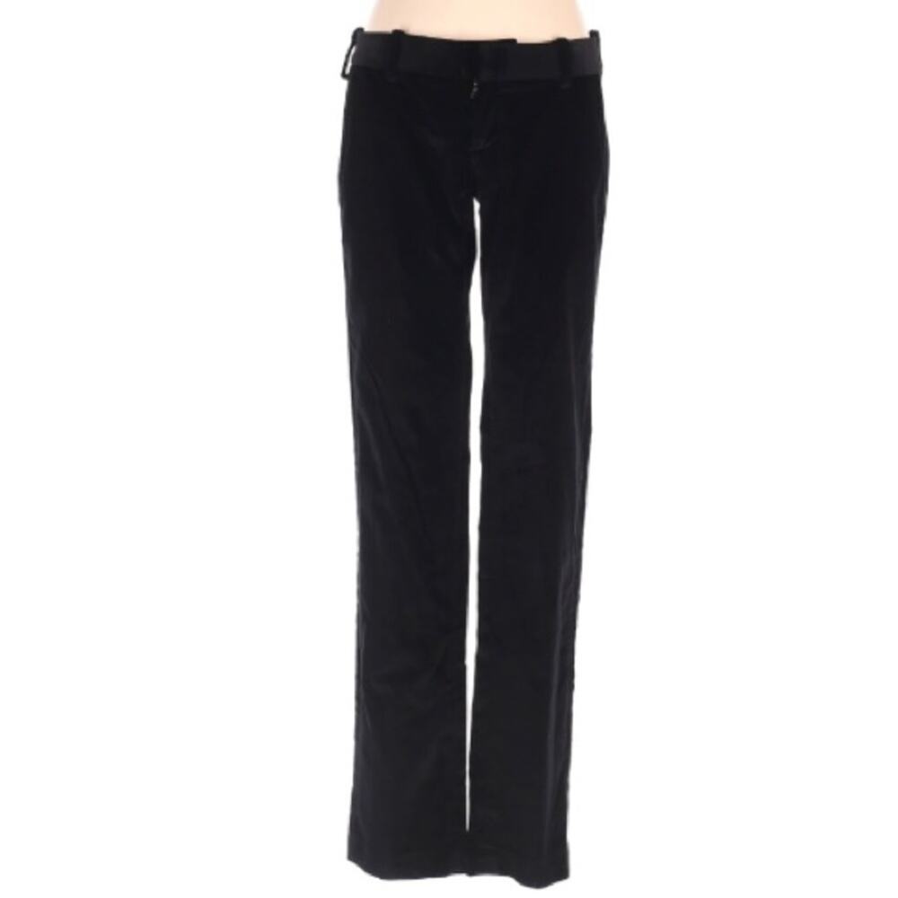 Etiqueta Negra Black Velveteen Straight Leg Pants Womens S Velvet Low Rise